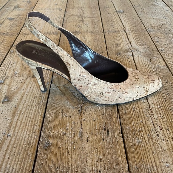 Donald J Pliner Cork Slingback Heels Stiletto Sandal Shoe 9 - Picture 6 of 15